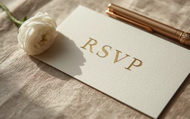elegant wedding invitation with RSVP lettering