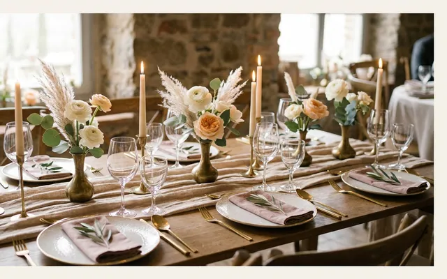 an intimate wedding reception at a single table, with the couple and their closest guests