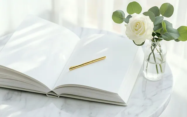 A wooden box for wishes, Polaroids, and lavender on a wedding table